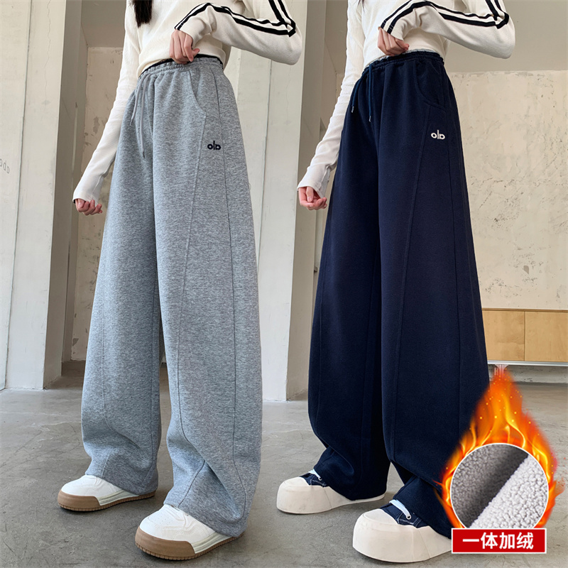 女童加绒裤子秋冬季运动风卫裤2025新款大童冬款休闲韩版直筒裤潮