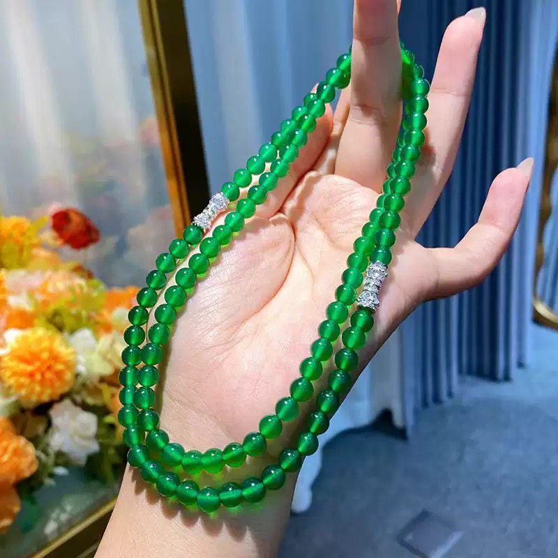 CHEN XI【晨玺】 时尚轻奢 玉髓45/65M 小米珠项链玉髓 绿珠珠项链