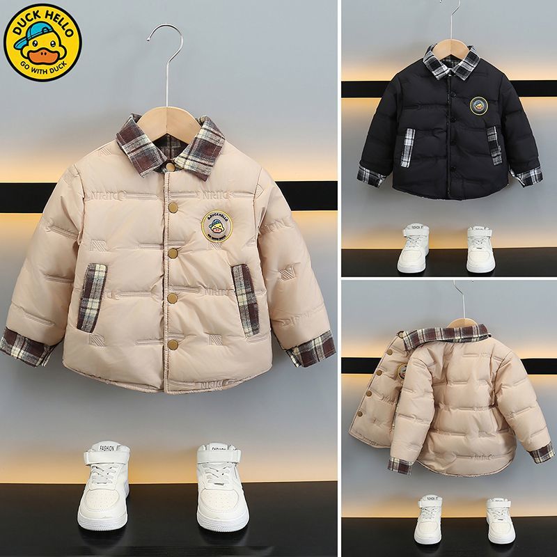 小黄鸭儿童棉服新款秋冬季保暖户外加厚男童女童双面穿棉袄