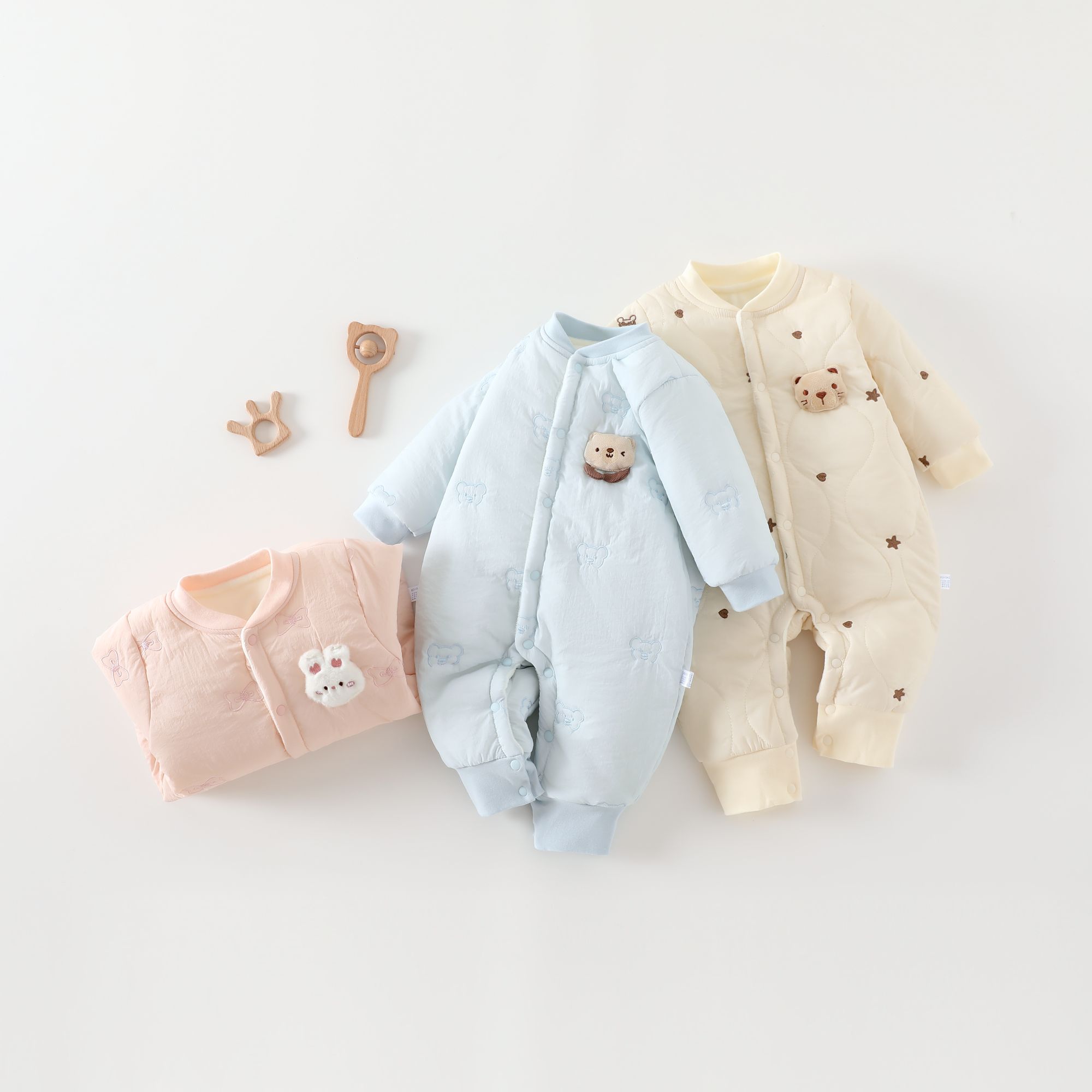 （易帛专享）婴儿秋冬夹棉连体衣宝宝无骨加厚加绒棉服保暖A类外套