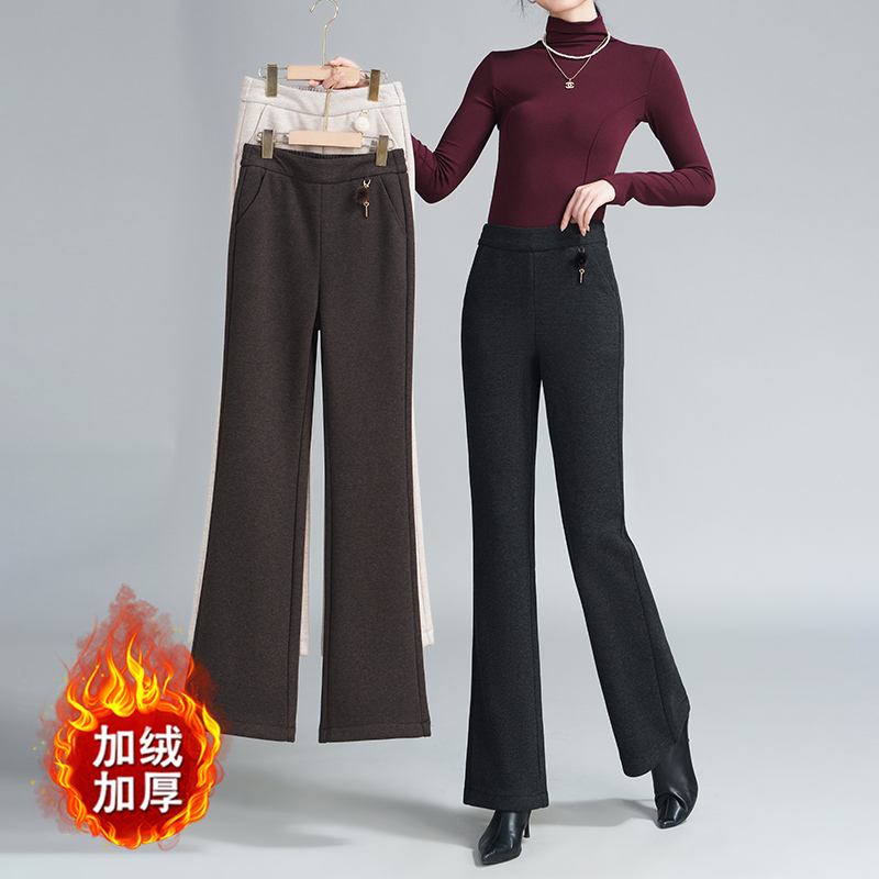 喇叭裤休闲裤微喇裤纯色外穿秋冬高腰显瘦宽松休闲加绒保暖冬季