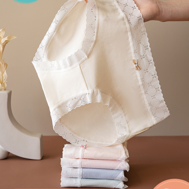 茵可可女士蕾丝内裤棉抗菌无痕透气聚乳酸蚕丝大码宽松三角裤女