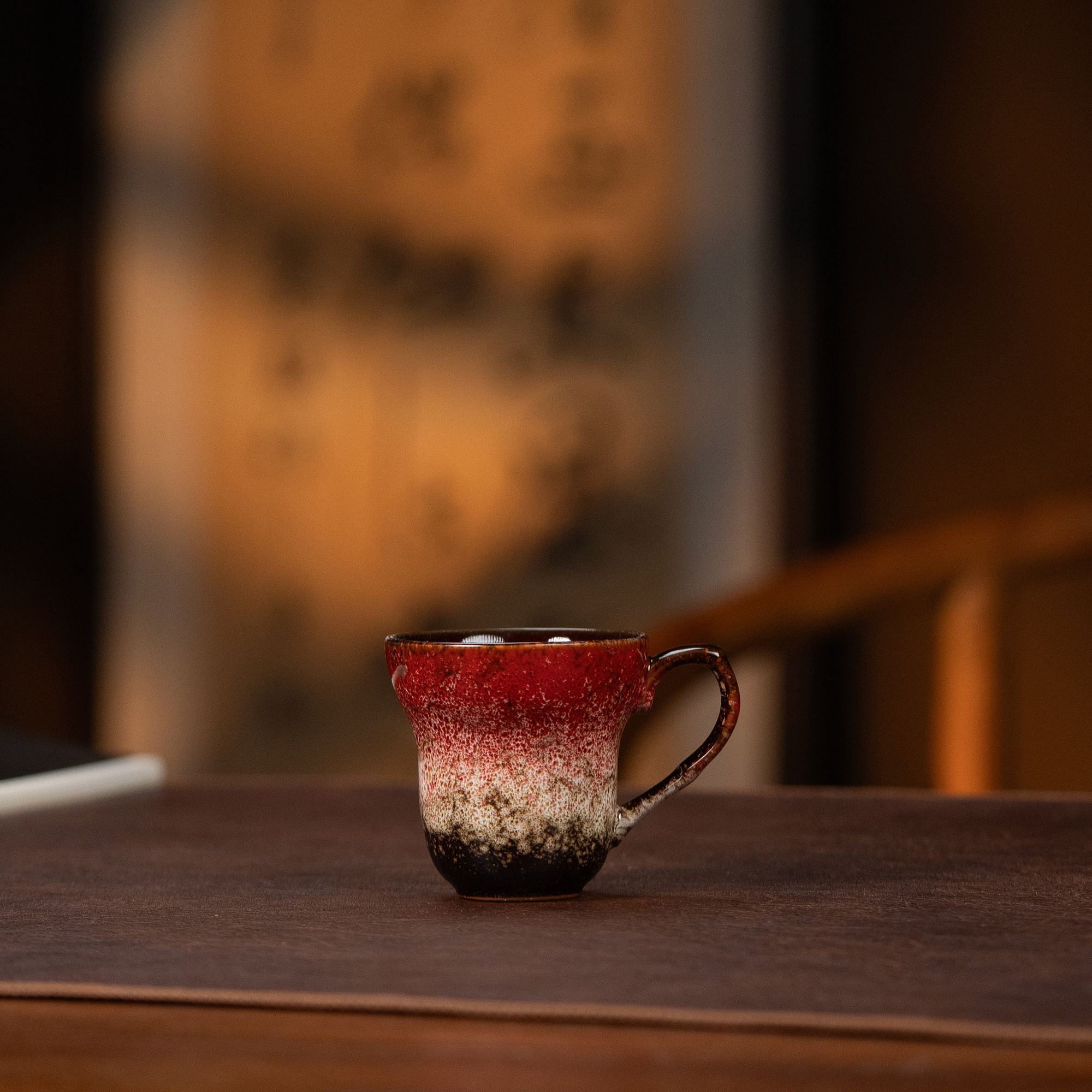 【利贞｜窑变宝石红单杯】陶瓷主人杯带把 约100cc福利系列DC