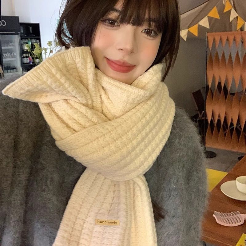 颈部防护围巾女款冬季氛围感百搭针织毛线高级感韩版保暖加长围脖