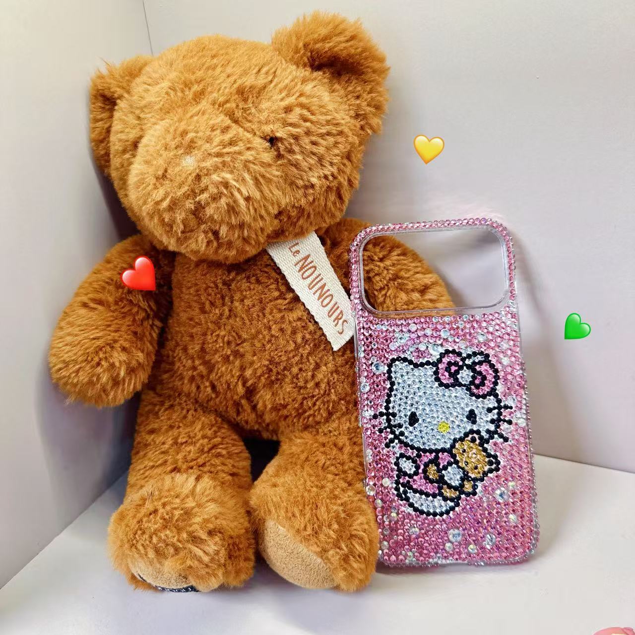 网红懒懒kitty猫高级适用苹果水钻17/16/15/14hellokitty手机壳