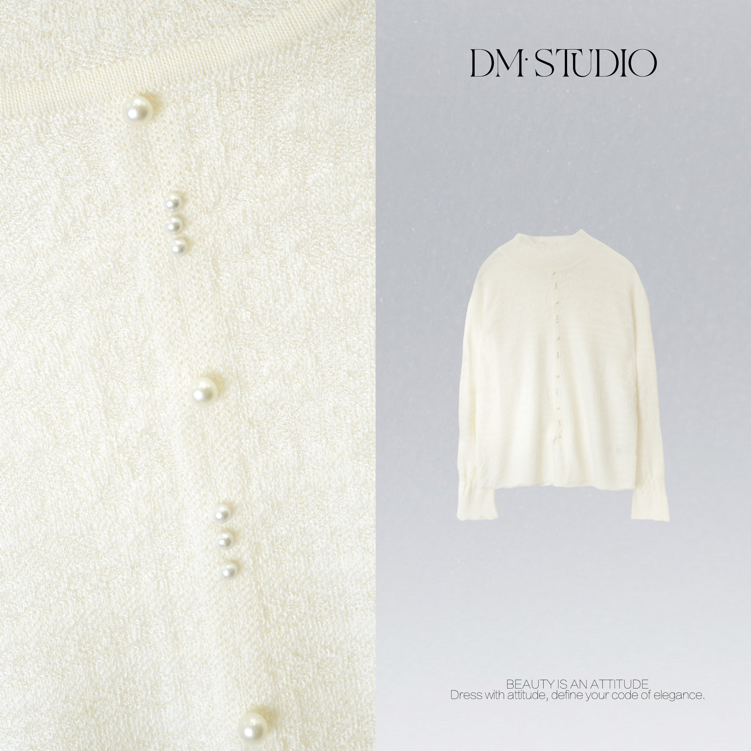 DEDM•STUDIO/气质小众精致感钉珠极简排扣针织开衫上衣2512ZZS/05