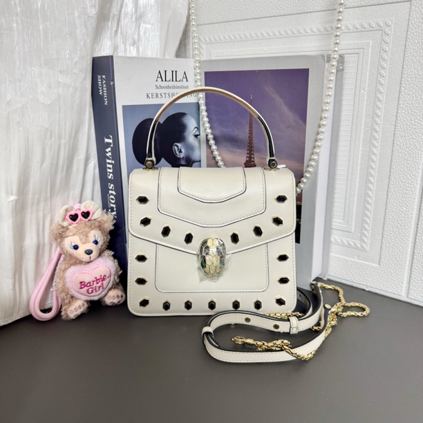 95新 BVLGARI/宝格丽 95新 米色蛇头风琴包