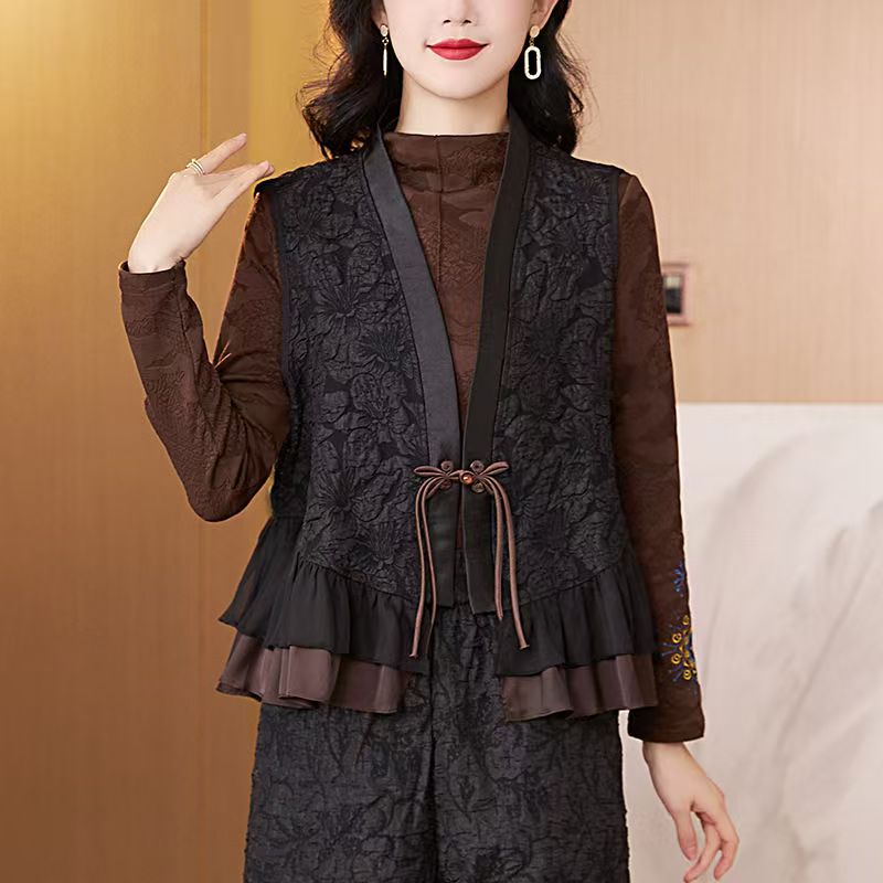 高端国风提花马甲外套女2025春季新款新中式重工改良马夹背心上衣