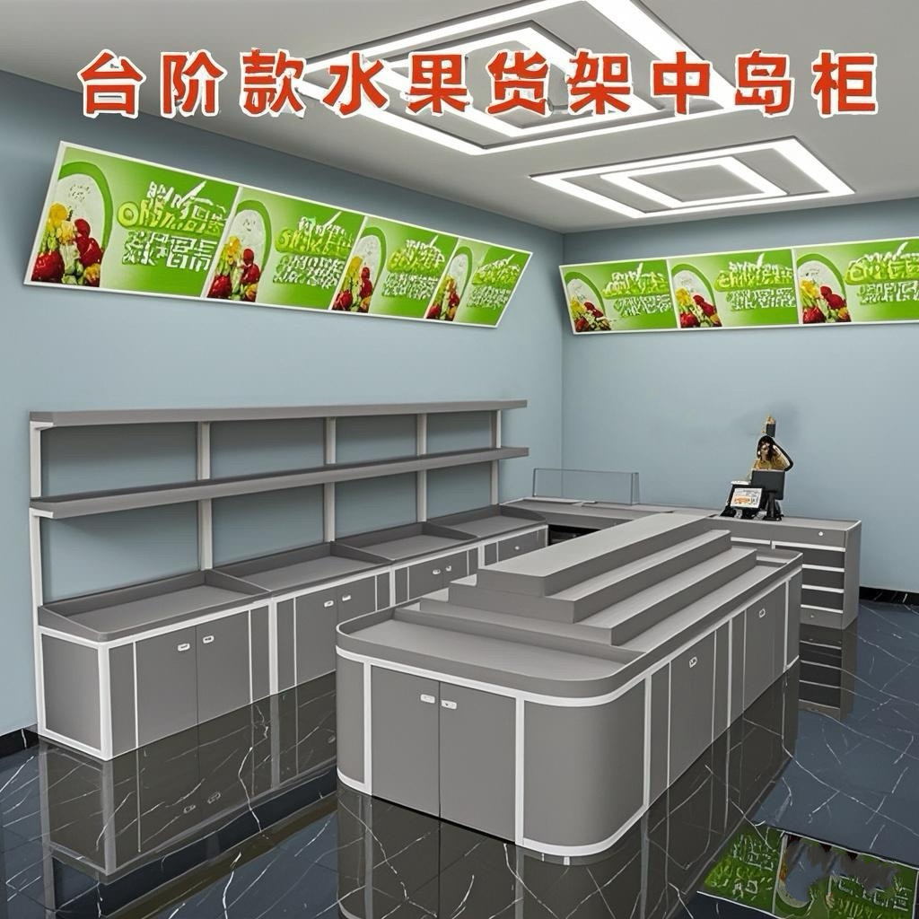 网红果友天元同款阶梯式台阶多层陈列中岛柜多功能水果店零食货架