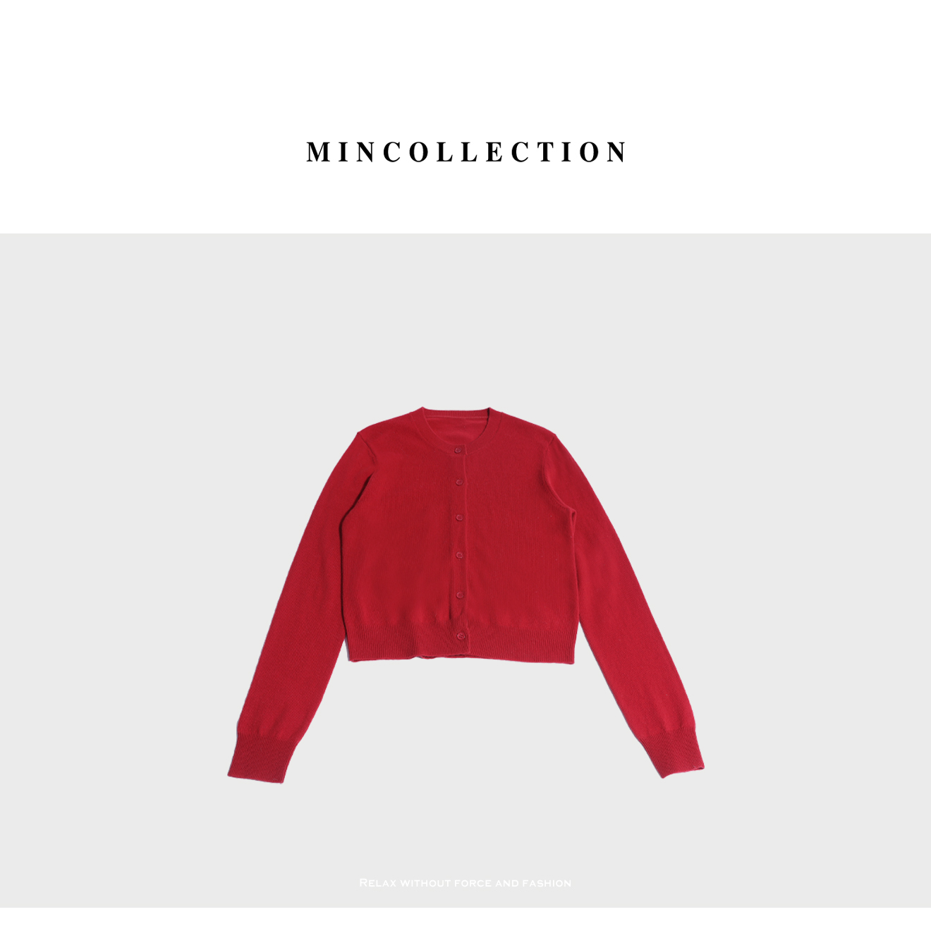 正红开衫/全羊毛显白正肩合身版圆领针织衫