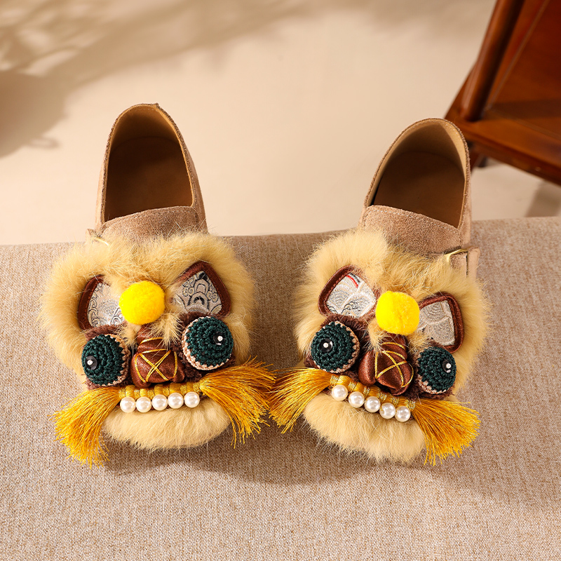 勃肯鞋女2025新款全包可爱虎头鞋一脚蹬平底单鞋厚底百搭休闲女鞋