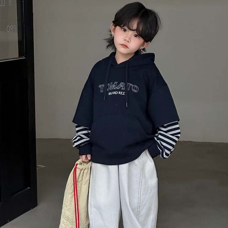秋冬儿童条纹卫衣洋气女孩男童韩版卫衣套头卫衣女童女孩男童卫衣