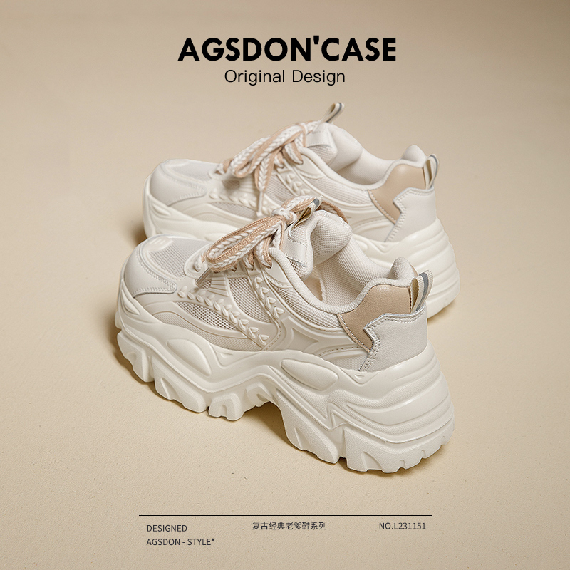 奥古狮登透气轻便老爹鞋女款2025秋季百搭厚底增高爆款百搭运动鞋