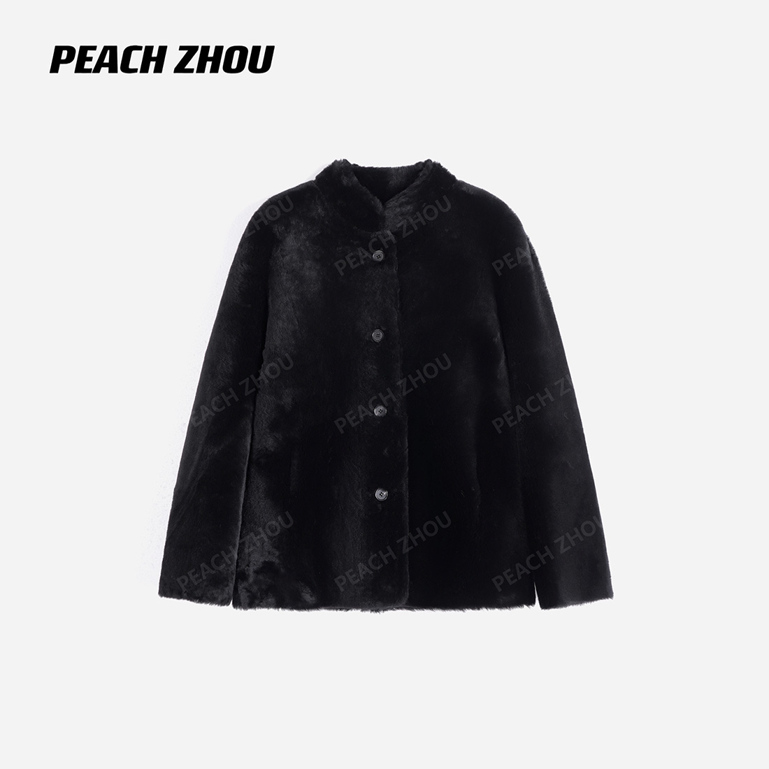 『PEACHZHOU』超细美利奴皮毛一体 奢感贵气宽松立领高级感皮草外套