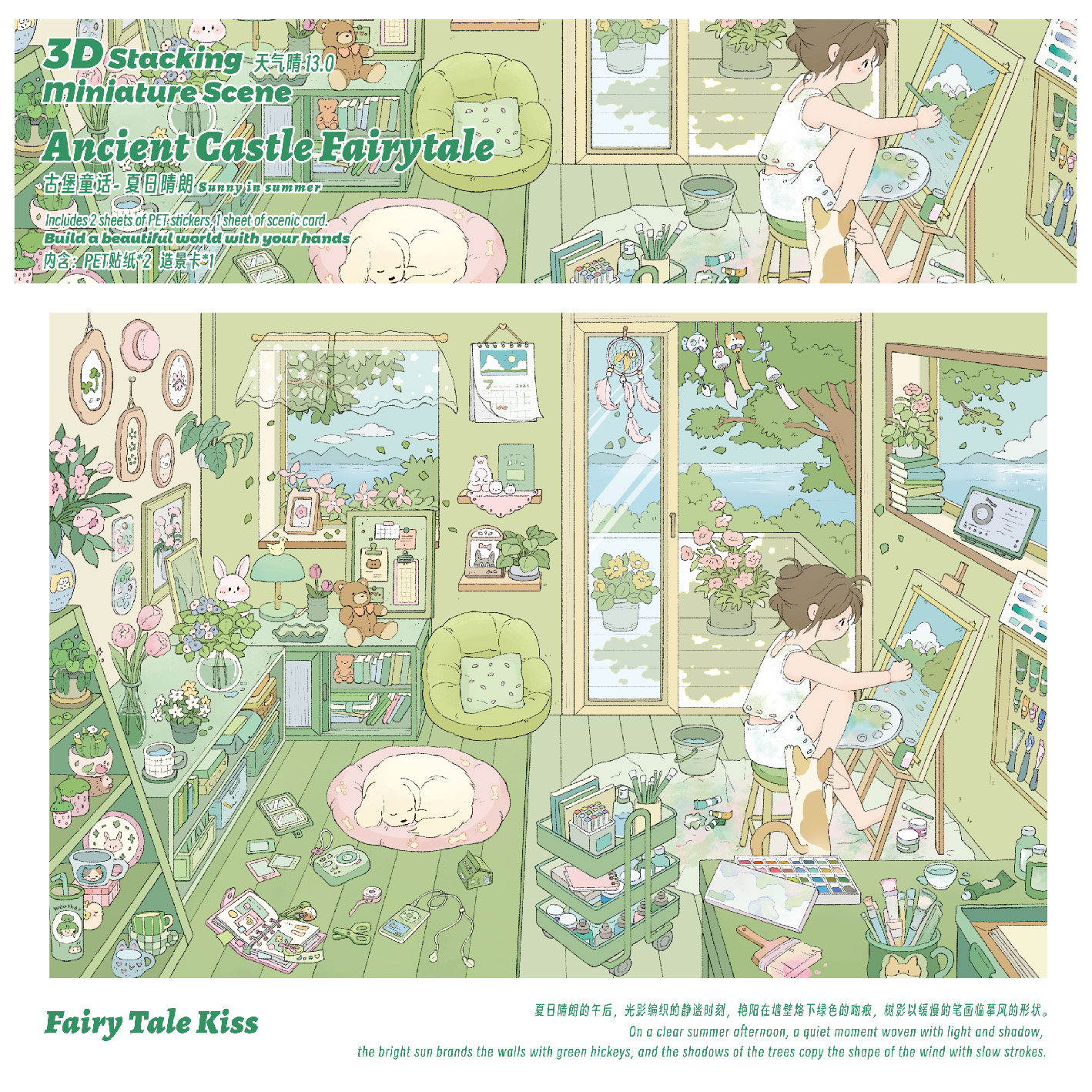 天气晴13.0古堡童话系列造景贴纸手工场景肤感膜特油覆膜立体贴纸