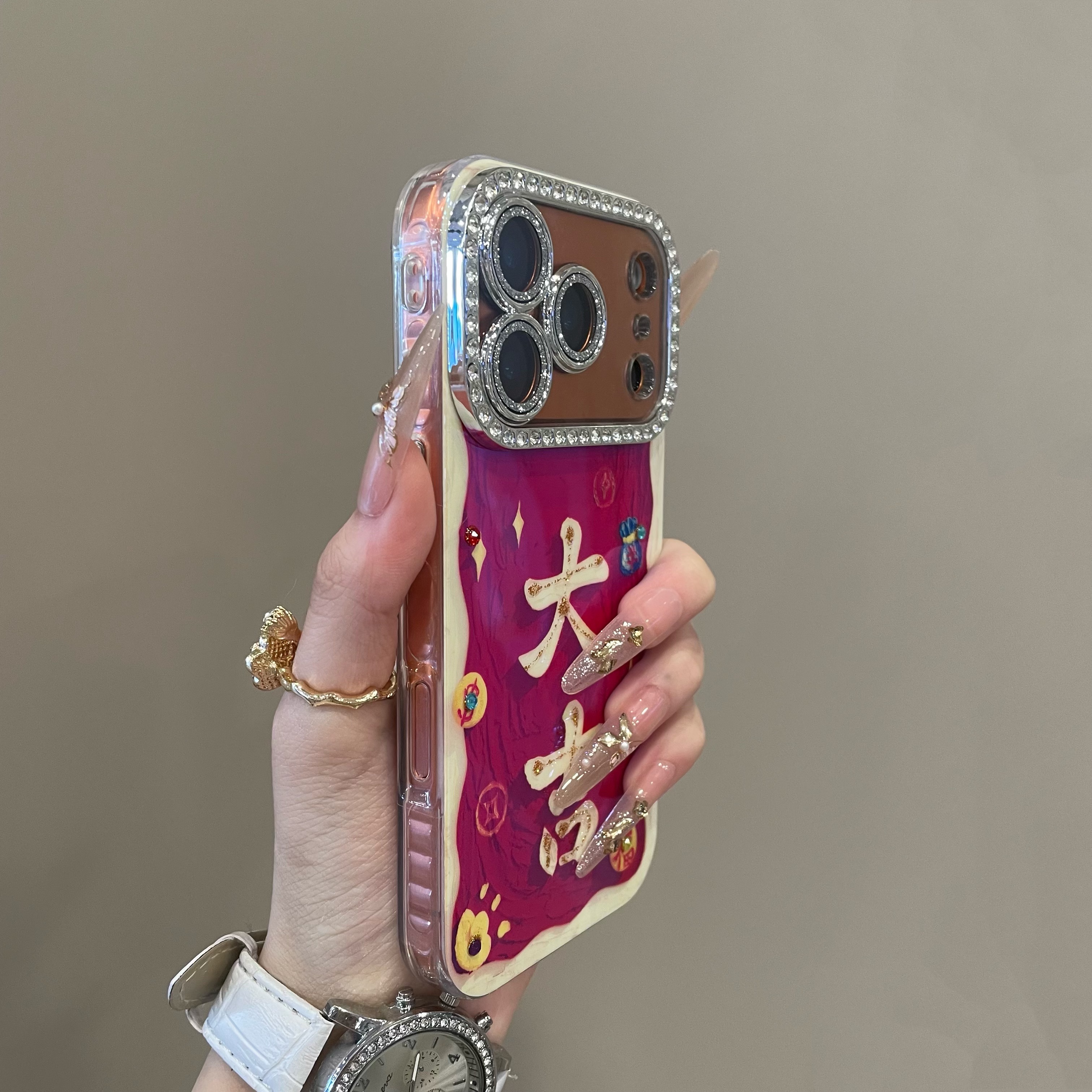 新年国潮风点钻暴富文字适用iPhone17pro手机壳16pm创意15新14pro