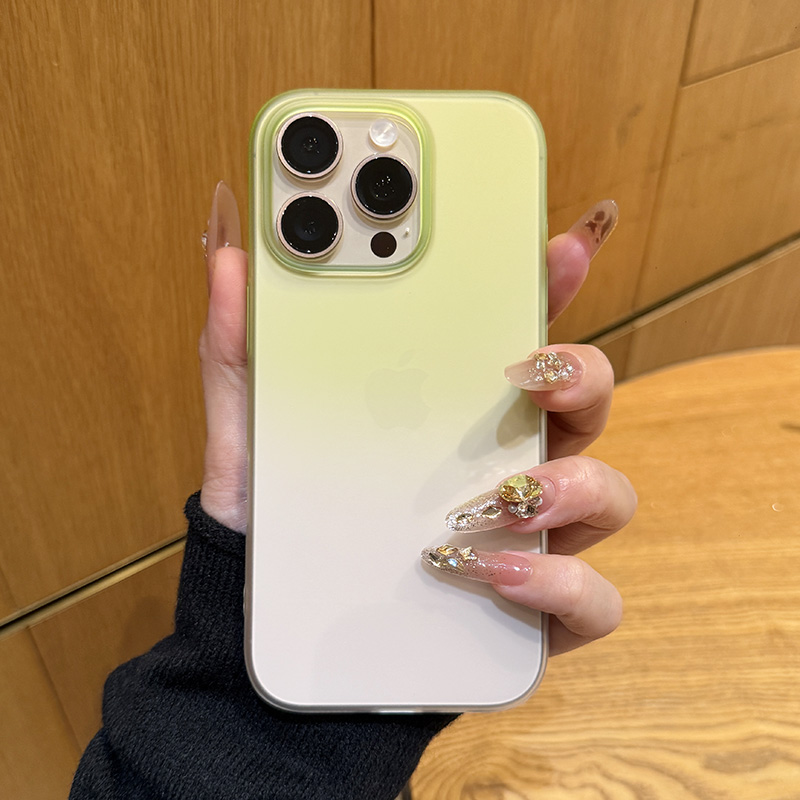 渐变绿适用于iPhone16promax手机壳超薄磨砂雾面苹果透明简约高档