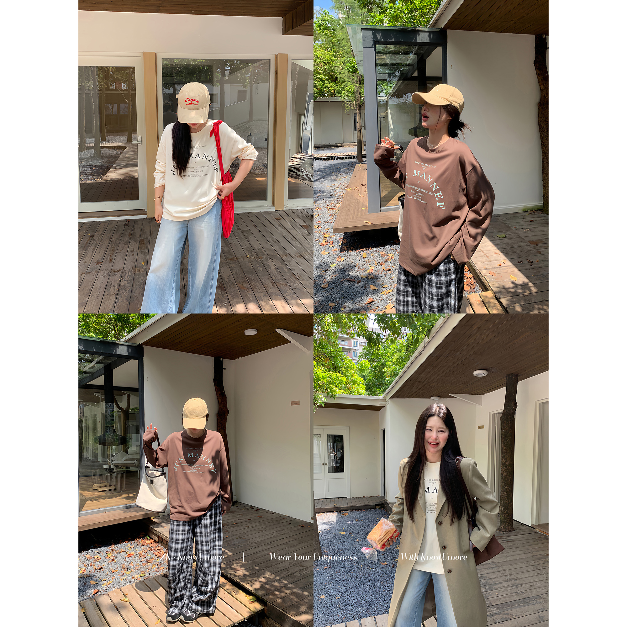 知葵微胖定制【柏林秋日】初秋韩版ins宽松长袖字母T恤12253T6562