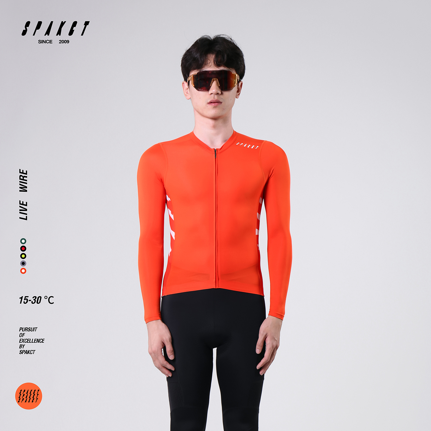 思帕客男士抗菌高弹透气速干竞技版长袖骑行服-火线