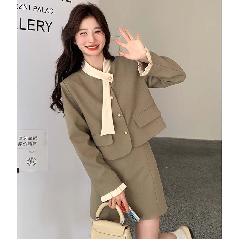 【柚一】【两件套】【有里布】女春秋新款独特漂亮两件套超火穿搭TX0041