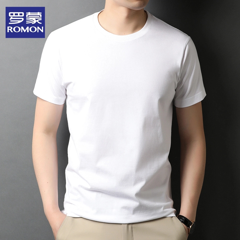 罗蒙夏季薄款纯棉短袖t恤男士时尚简约上衣潮流休闲基础款体恤衫
