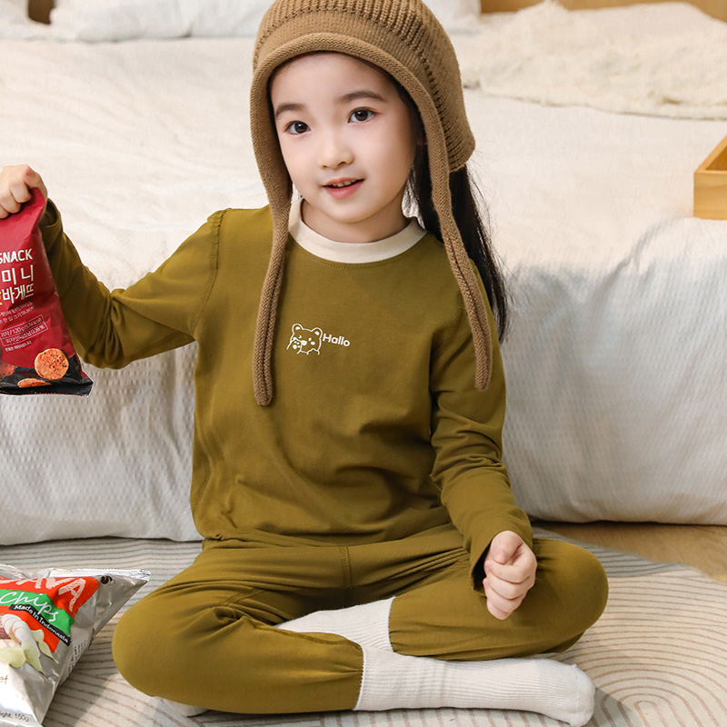 极简风休闲风保暖吸汗居家秋衣裤韩版宝宝上衣春秋