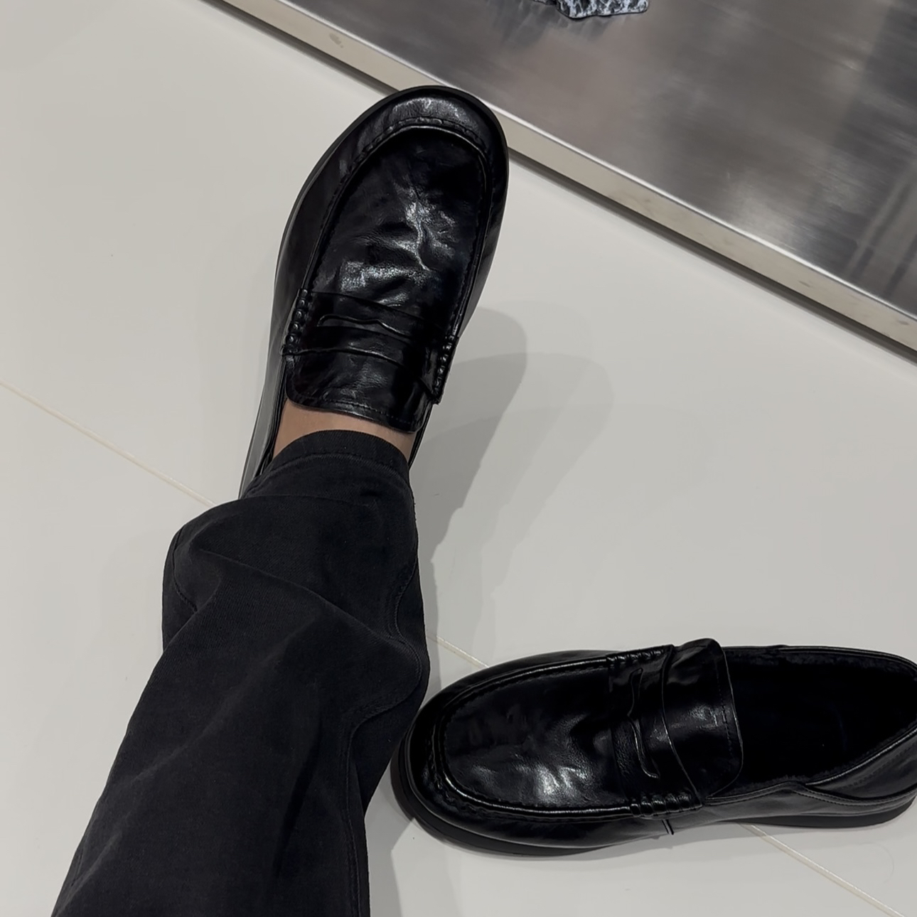 乐福鞋减震一脚蹬秋冬季黑色鞋子懒人鞋驾车鞋平底舒适皮鞋百搭