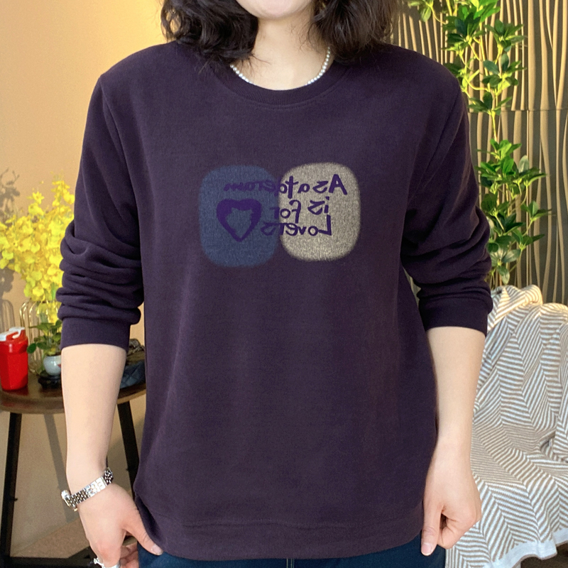 春秋印花长袖女士棉质宽松大码卫衣