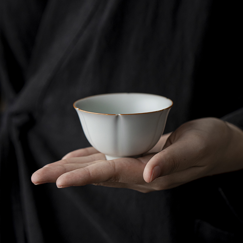 汝窑茶具茶杯主人杯冰玉杯70ml单杯陶瓷品茗杯原矿釉开片可养汝瓷