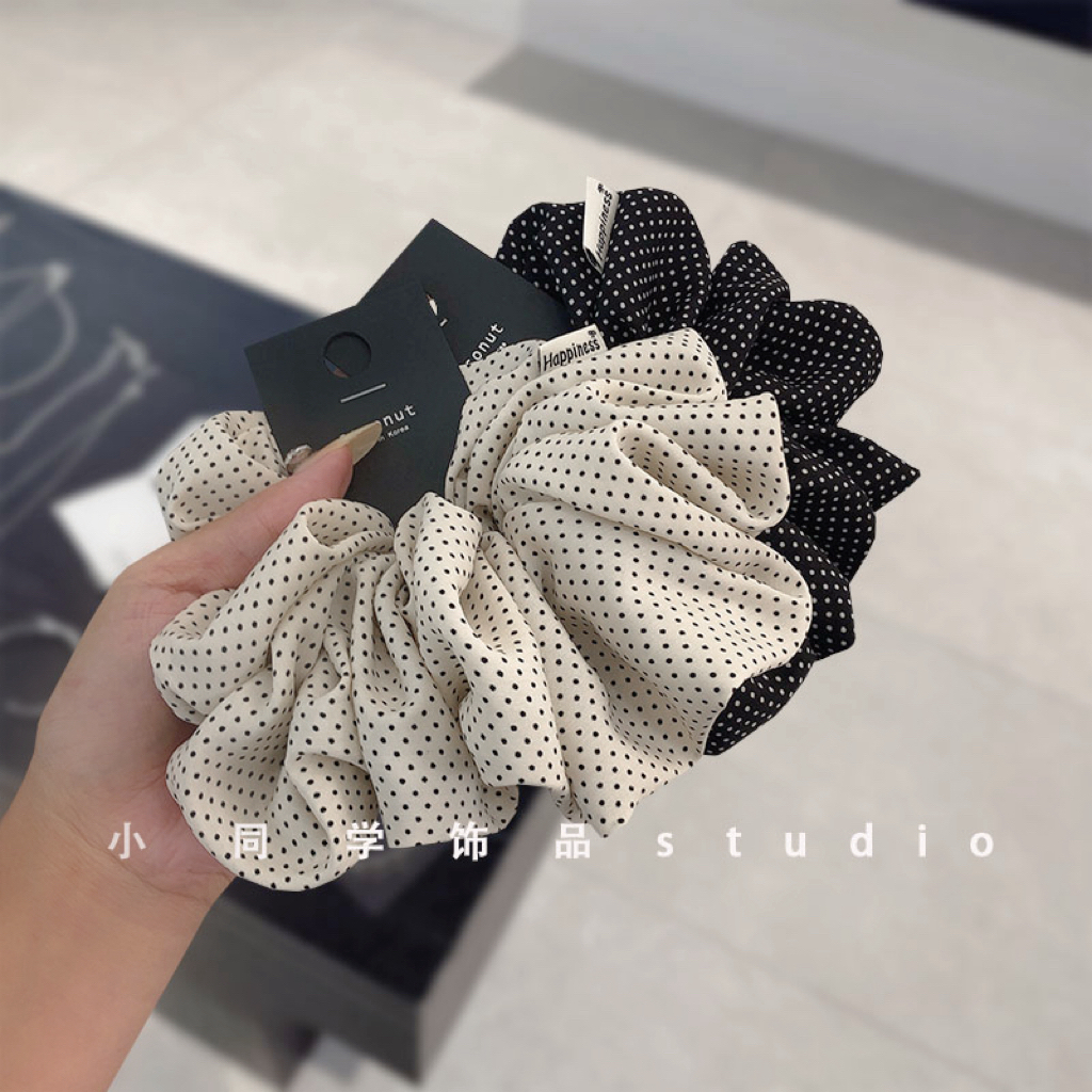 韩国发饰2025新款甜美缎面波点圆点字母发圈大肠圈发绳头绳头饰