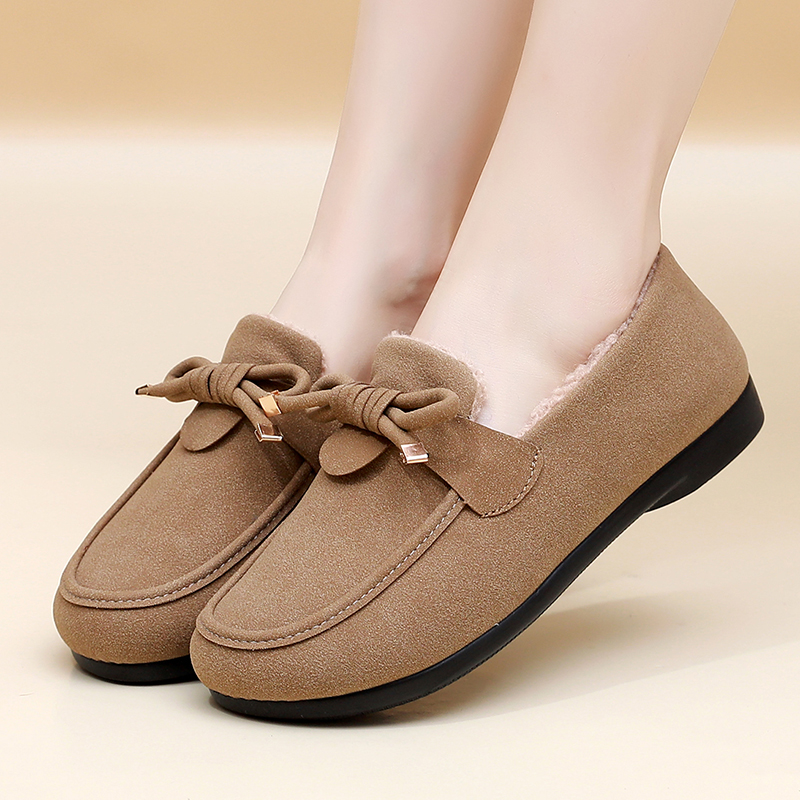 【升级版丶软软鞋】加绒豆豆鞋韩版冬季棉鞋女蝴蝶结防滑女鞋妈妈鞋