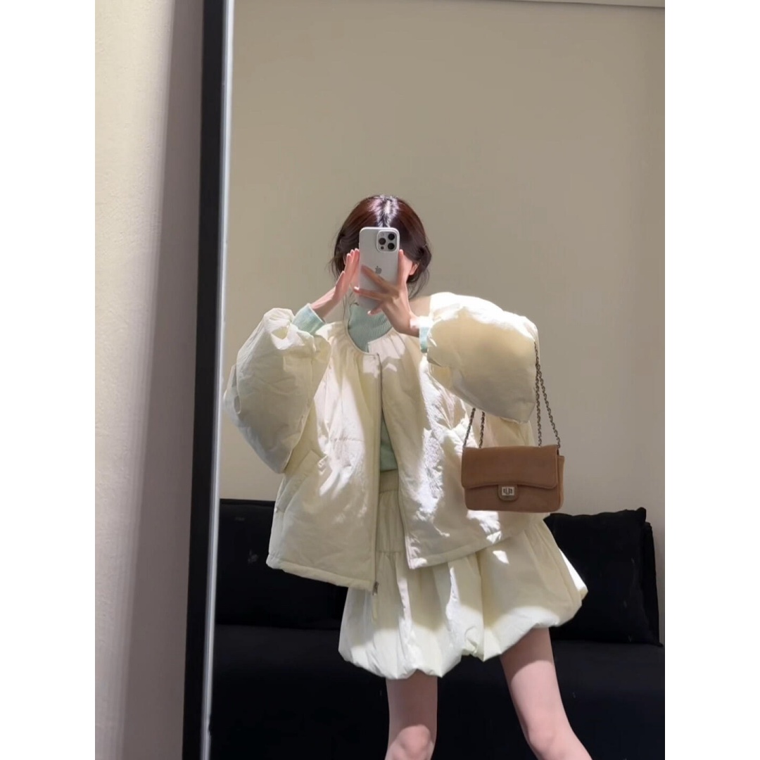 MARIE.COCO韩系巨好看氛围感面包服外套内搭上衣花苞短裙秋冬套装