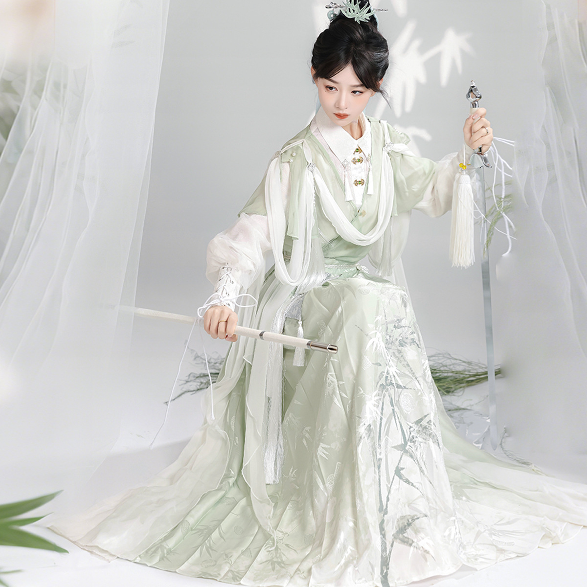 锦慕汉服清风明月国风日常清冷感汉元素新中式外披上衣马面裙套装