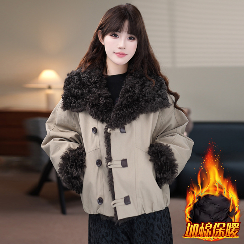 小个子时尚大翻领加厚棉服女2025冬季新款高级感超好看的保暖外套