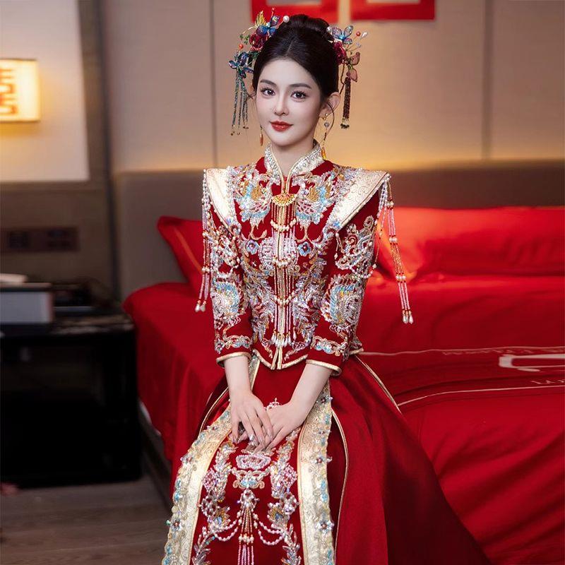 红色龙凤爆款秀禾服2025新款新中式新娘结婚礼服敬酒服服婚服女春