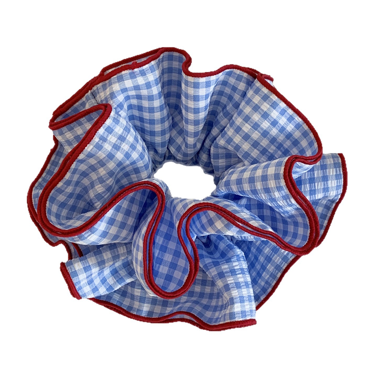 大肠发圈女高级感重工头绳扎头发超大发饰丸子头韩系复古蓝色格子