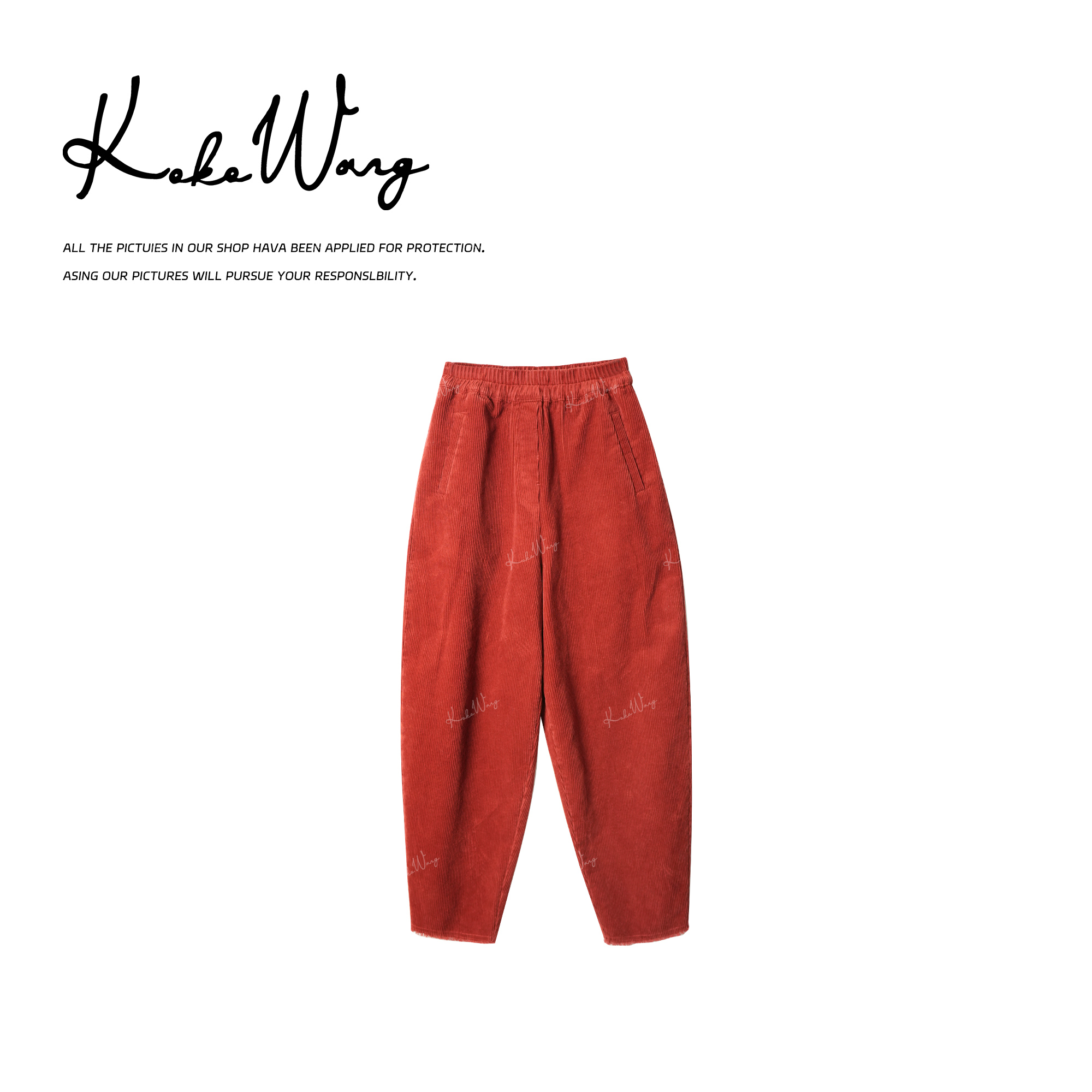 KOKO WANG秋冬慵懒风气球奶奶裤时尚显瘦毛边休闲裤 N2445K17K44