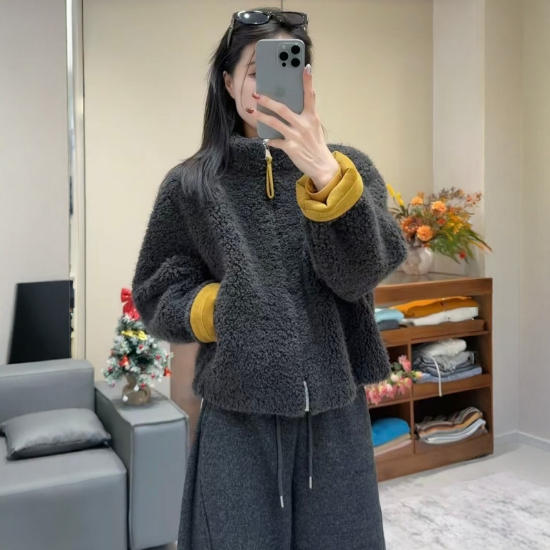 韩系立领休闲洋气外套女冬季2025新款高级感时尚百搭一体保暖上衣