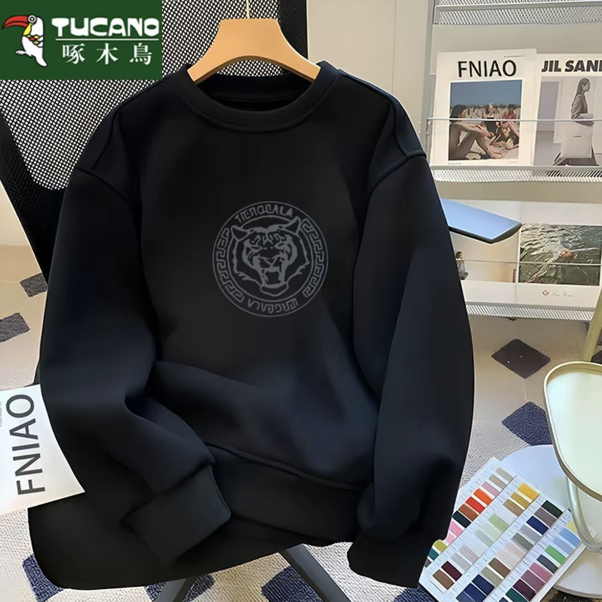 啄木鸟新款潮牌秋冬休闲男卫衣宽松加绒无帽打底衫男大码男士秋冬