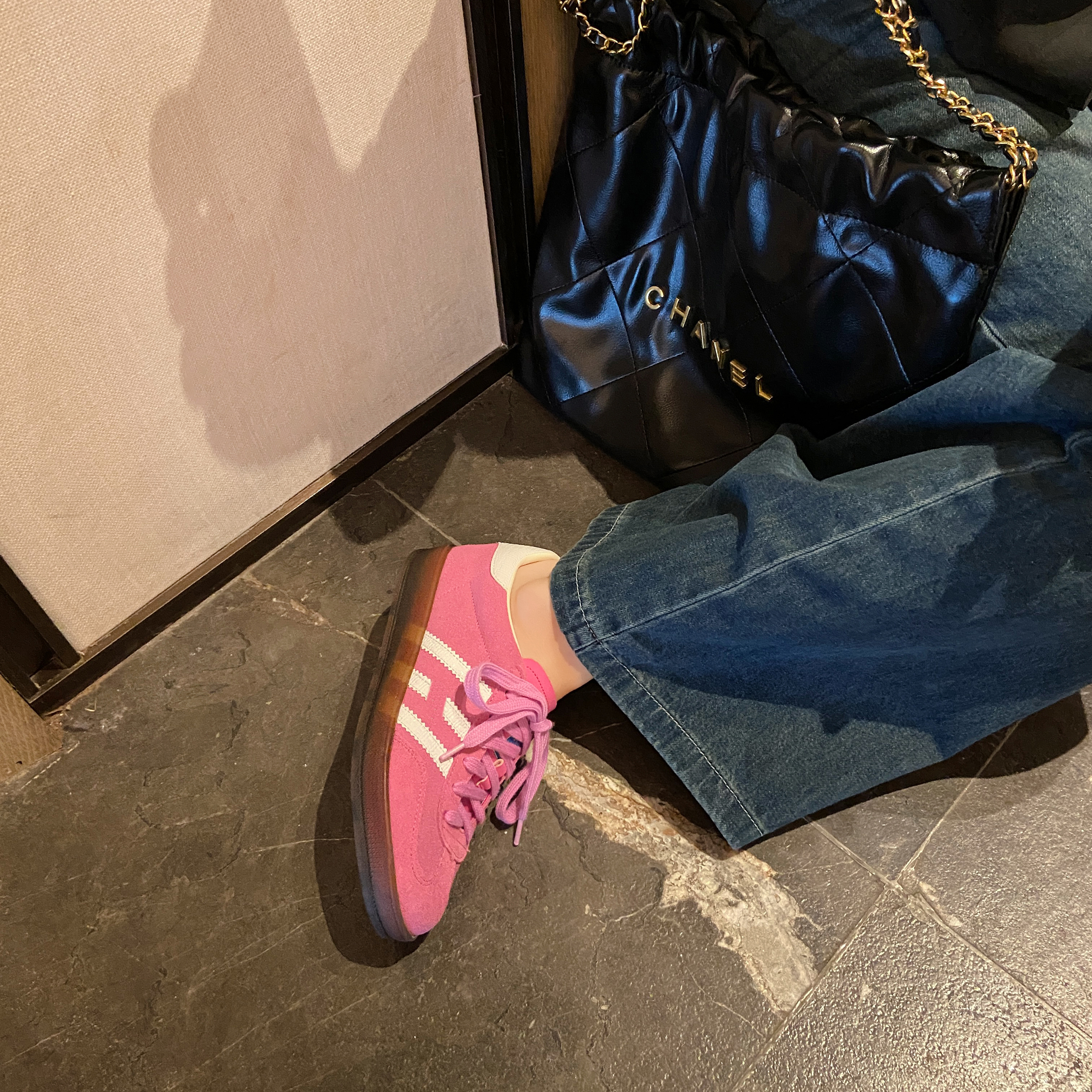 正粉色德训鞋女真皮软底软面休闲运动板鞋女厚底复古阿甘鞋小红鞋
