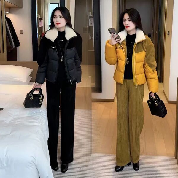 2025冬季新款时尚穿搭气质休闲洋气宽松显瘦小个子棉服套装