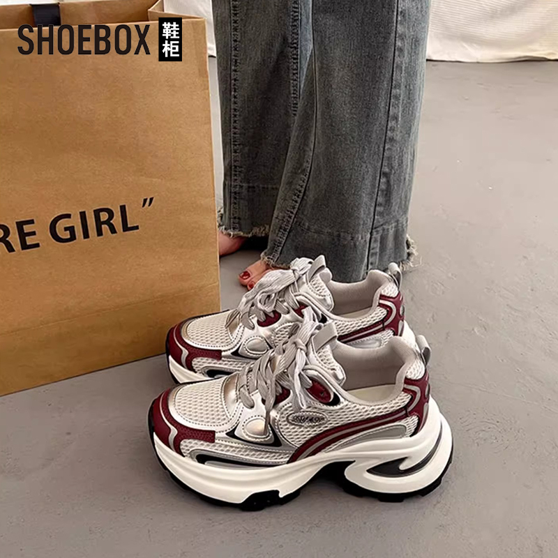 达芙妮集团旗下超火厚底老爹鞋女网红2025春新款增高运动鞋松糕鞋