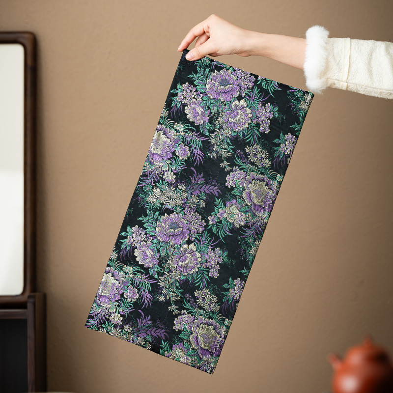 新中式茶席双面提花干泡垫创意禅意长条茶桌布高端轻奢桌旗批发