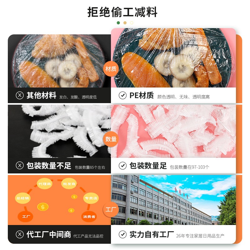 防水袋装自封一次性保鲜膜拉伸款松紧口浴帽保鲜保鲜膜拉伸款松紧