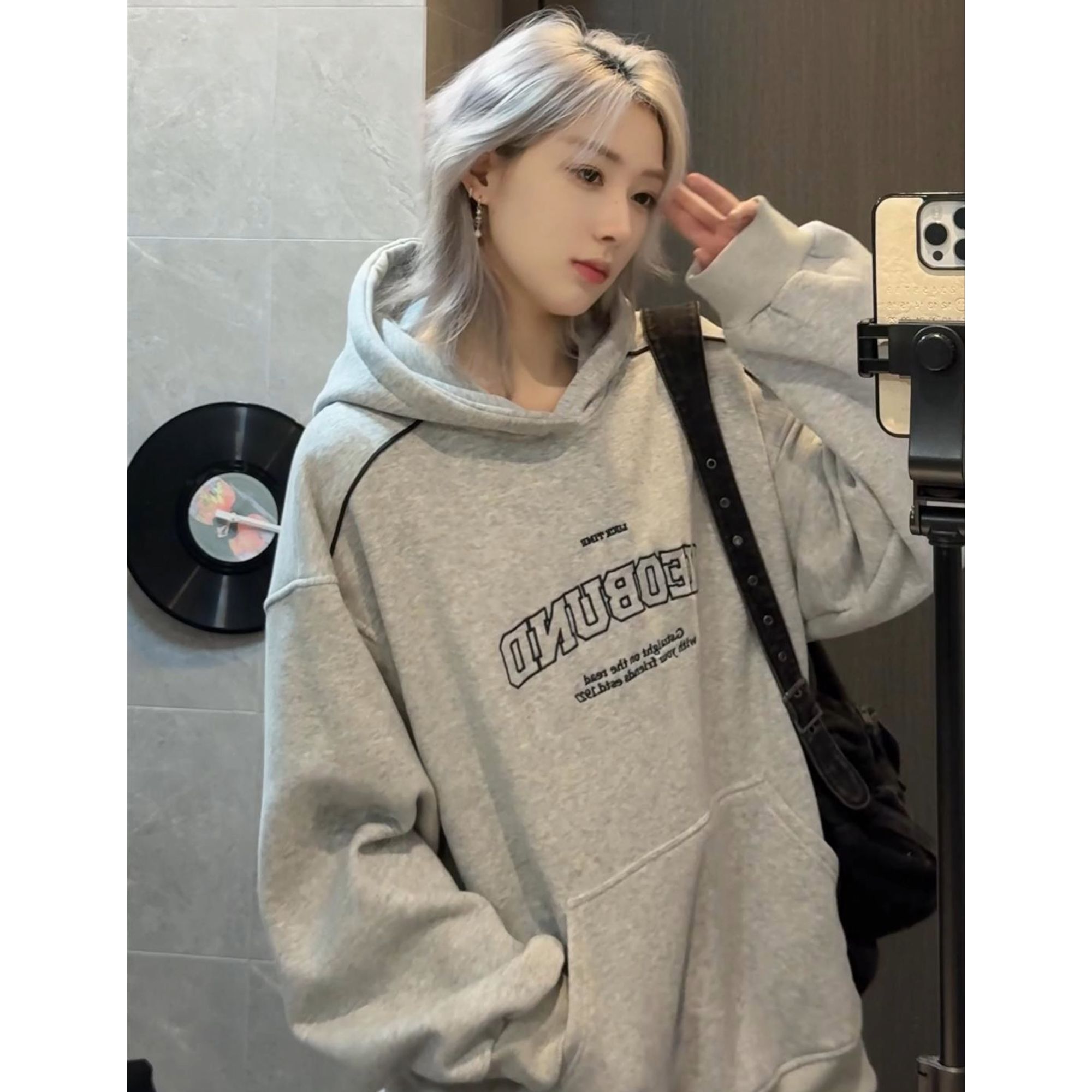 重磅550克刺绣连帽卫衣男加绒加厚帽衫美式宽松青少年男孩子上衣