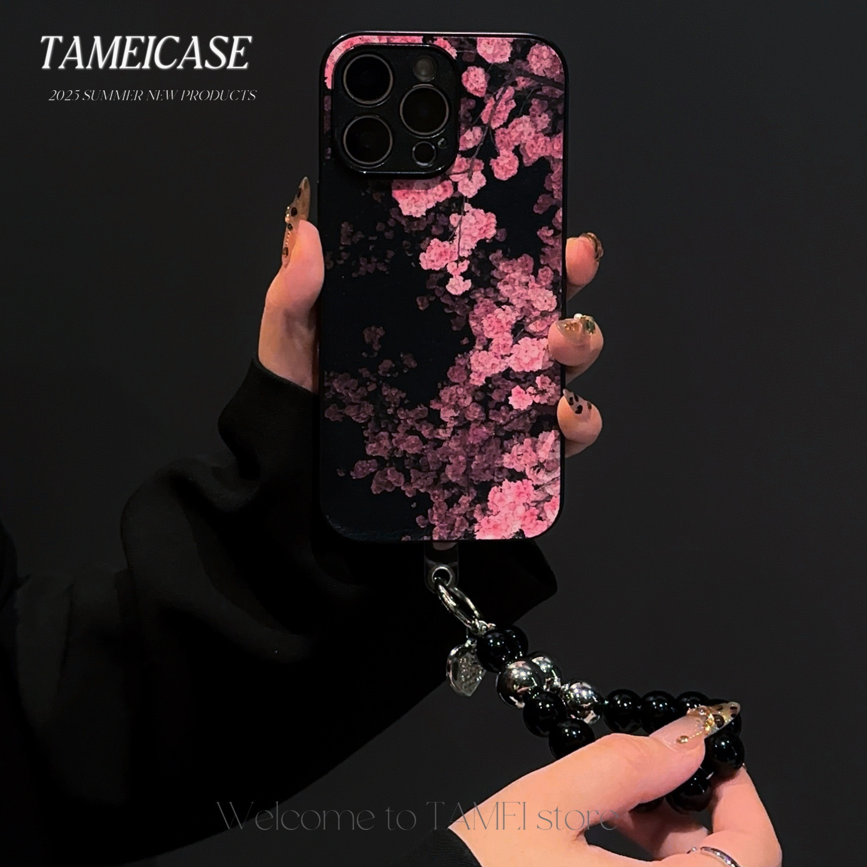 樱花手链电镀羊皮适用于iPhone16苹果15华为vivo女oppo小米手机壳