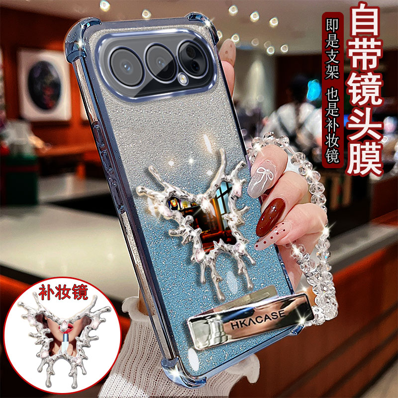 适用荣耀500pro手机壳MEY-AN00魔镜支架镜子四角气囊防摔套潮流