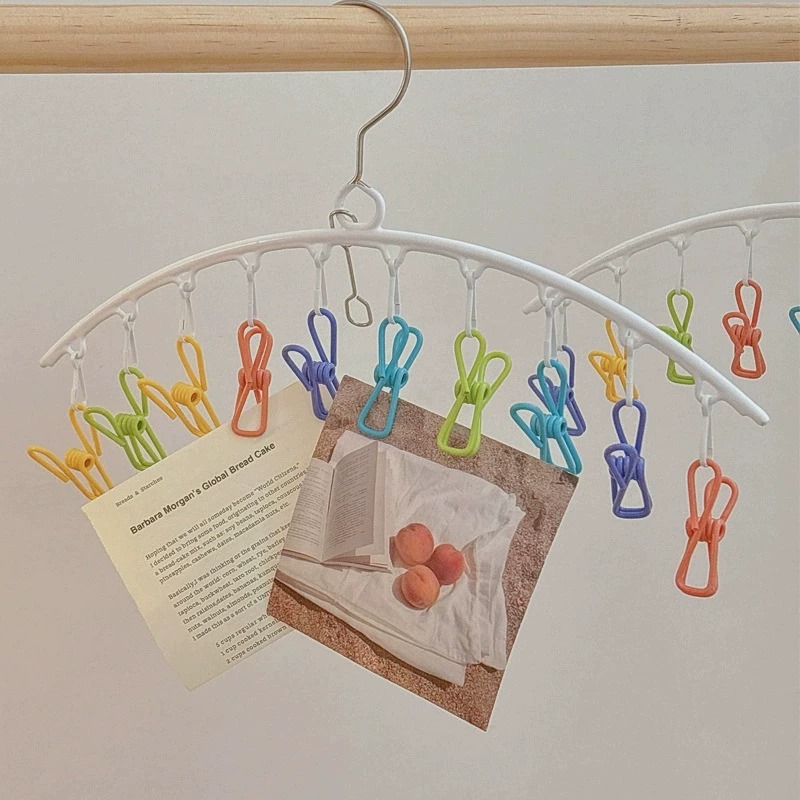 彩虹多夹子晾衣架晒袜子夹衣架