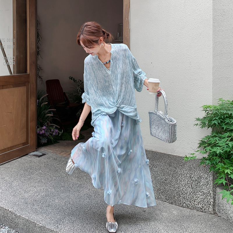 优雅法式浪漫风套装裙2025夏季新款时尚气质氛围感不规则两件套潮