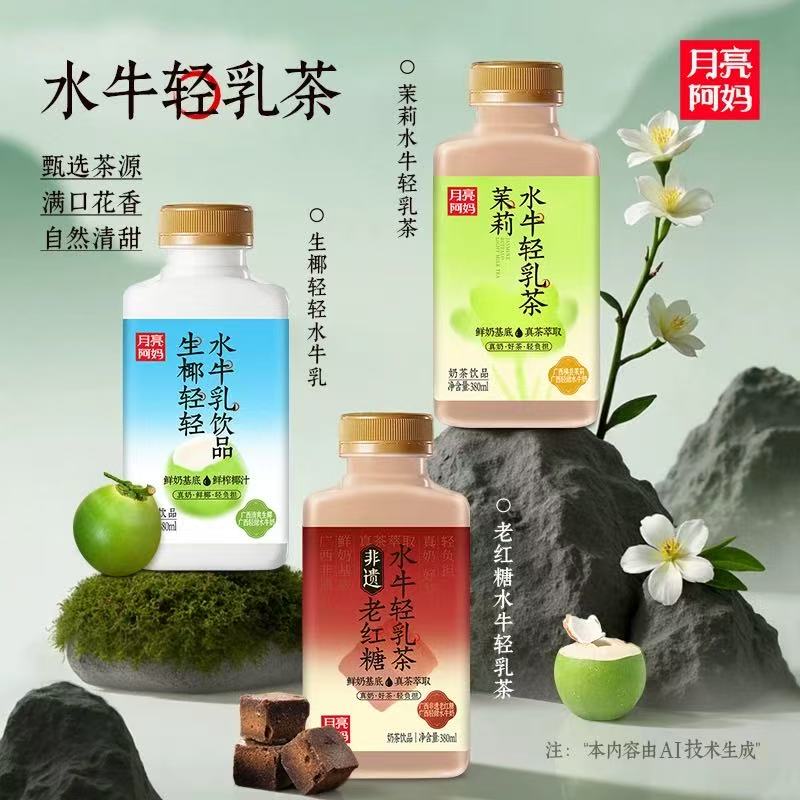 【交个朋友专属】月亮阿妈广西水牛乳奶茶轻乳茶三口味380mlx6瓶
